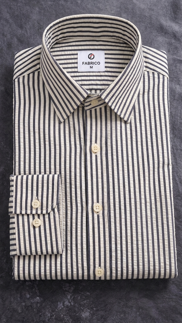 Vertical Striped Casual Shirt - Black & White thumbnail 3