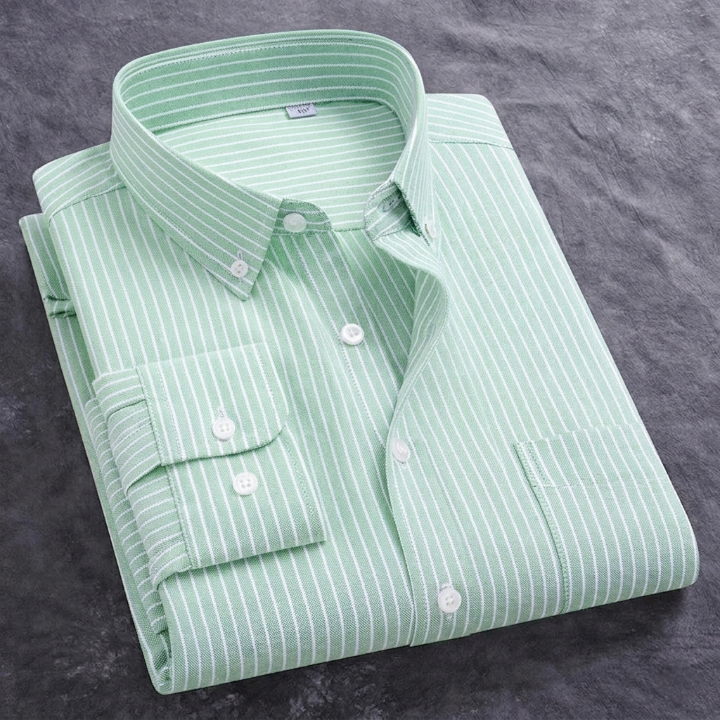 Men's Mint Green Vertical Striped Casual Shirt thumbnail 2