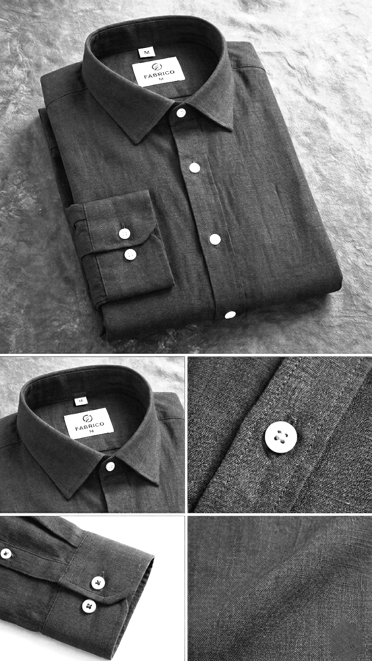Men's Full Sleeve Casual Black Shirt with White Buttons thumbnail 3