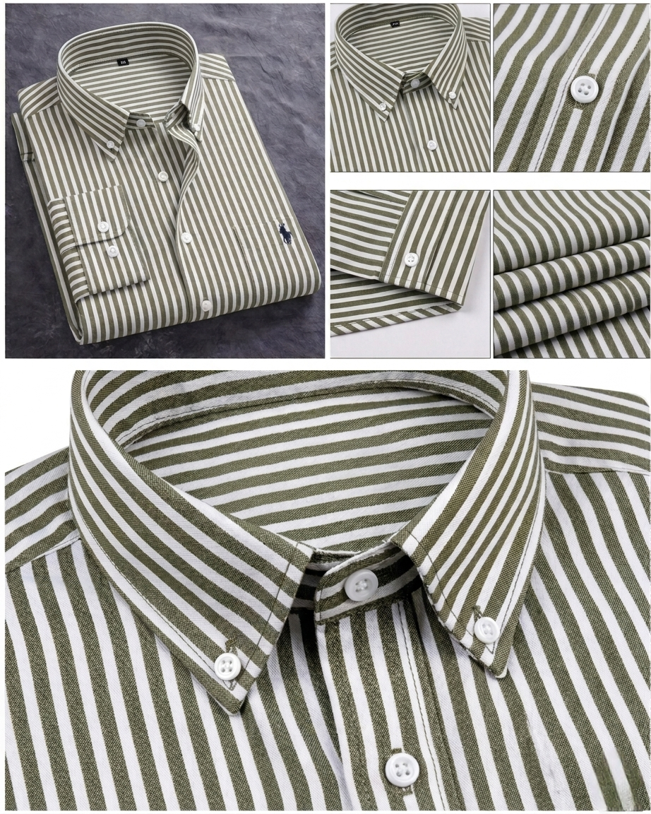 Full Sleeve Black & White Striped Smart Casual Shirt thumbnail 3