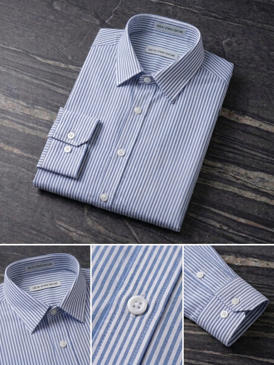 Men's Premium Blue & White Vertical Striped Full Sleeve Casual Shirt thumbnail 2
