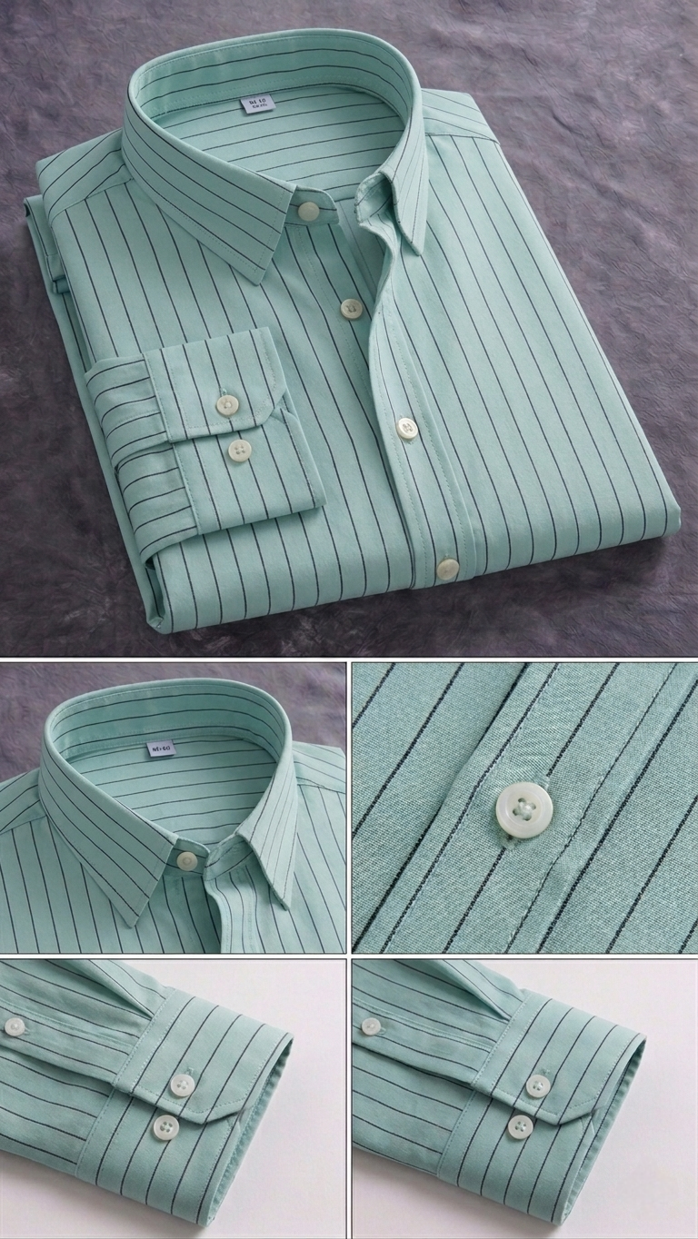 Premium Mint Green Pinstripe Full Sleeve Casual Shirt thumbnail 2