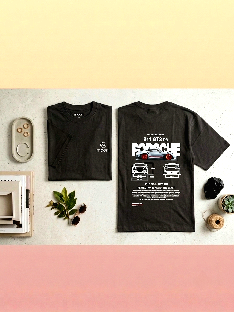 Mooni Premium Oversized T-Shirt – Black | Minimal Logo Cotton Tee alternate view